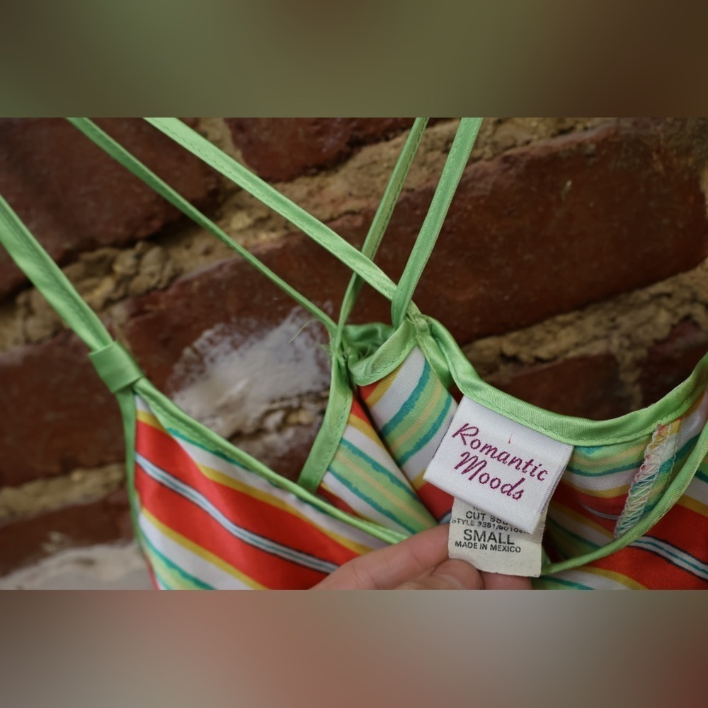 Romantic Moods vintage striped satin nightgown - Picture 3 of 4